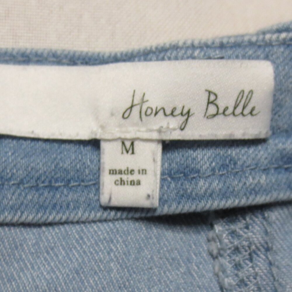 4/$14 HONEY BELLE womens SKIRT denim JEAN mini 80's retro BLUE fitted SIZE M - Picture 4 of 10